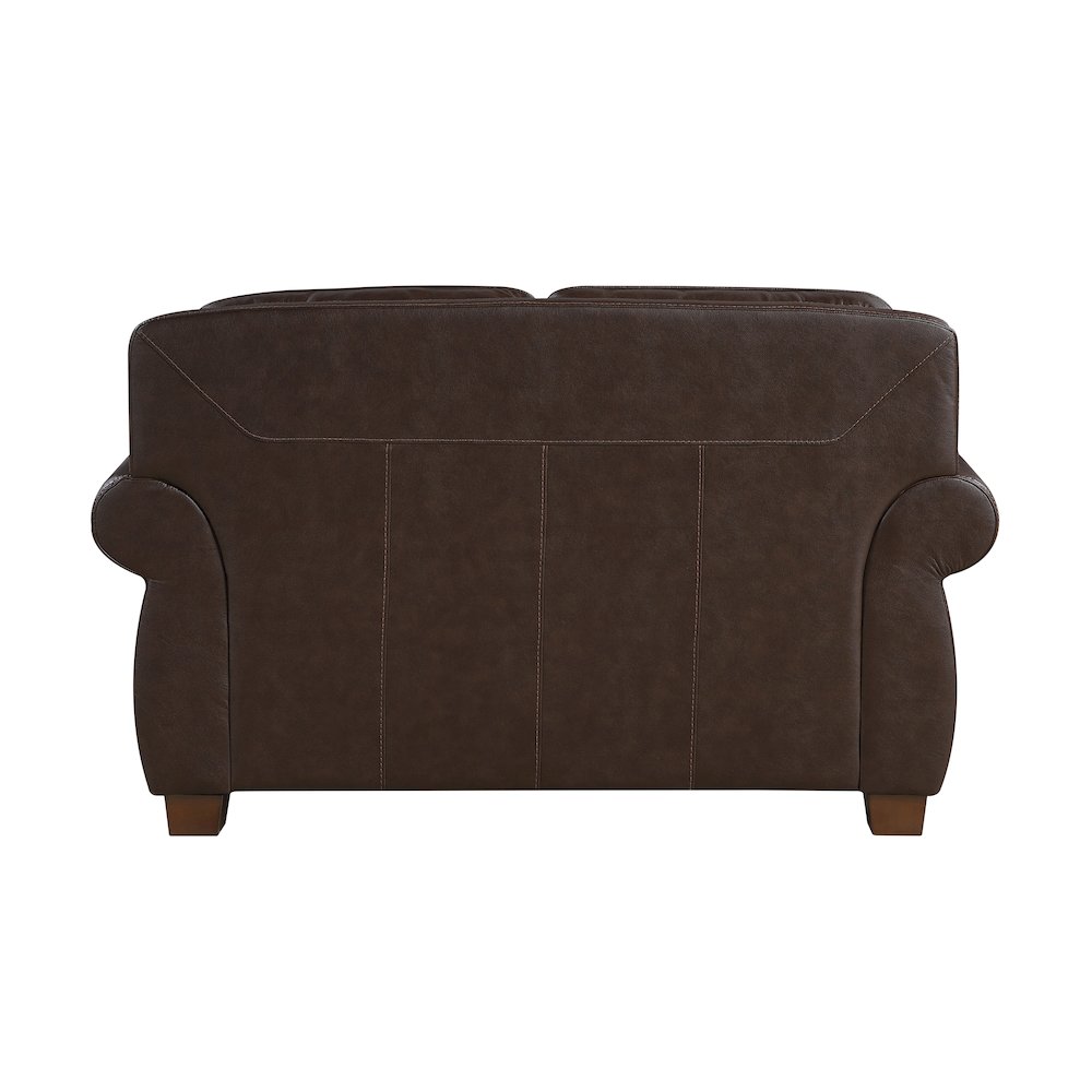 Remington Leather Love Seat in Brown. Picture 3