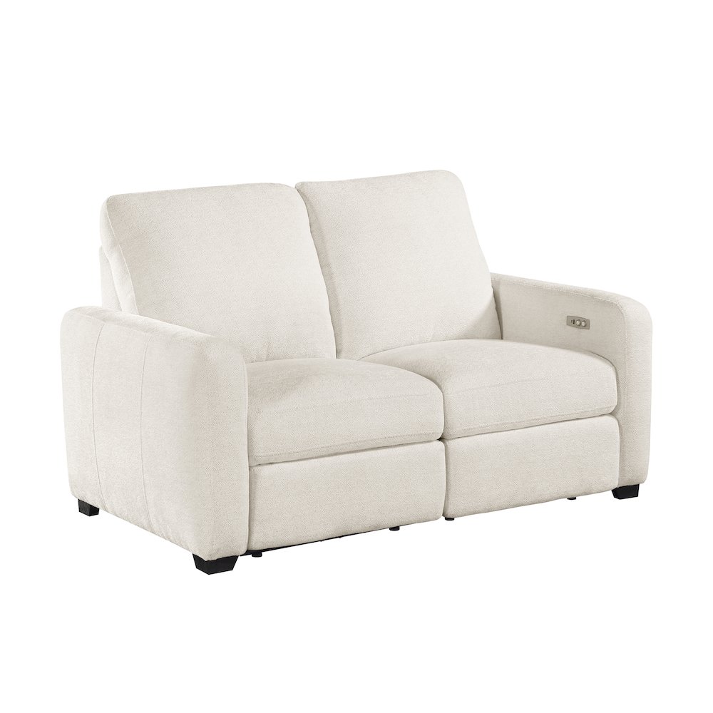 Vera Chenille Power Double Reclining Love Seat in Beige. Picture 1