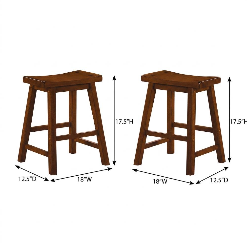Saddleback Solid Wood Counter Stool with Saddle Seat, Oak, Set of 2. Picture 5