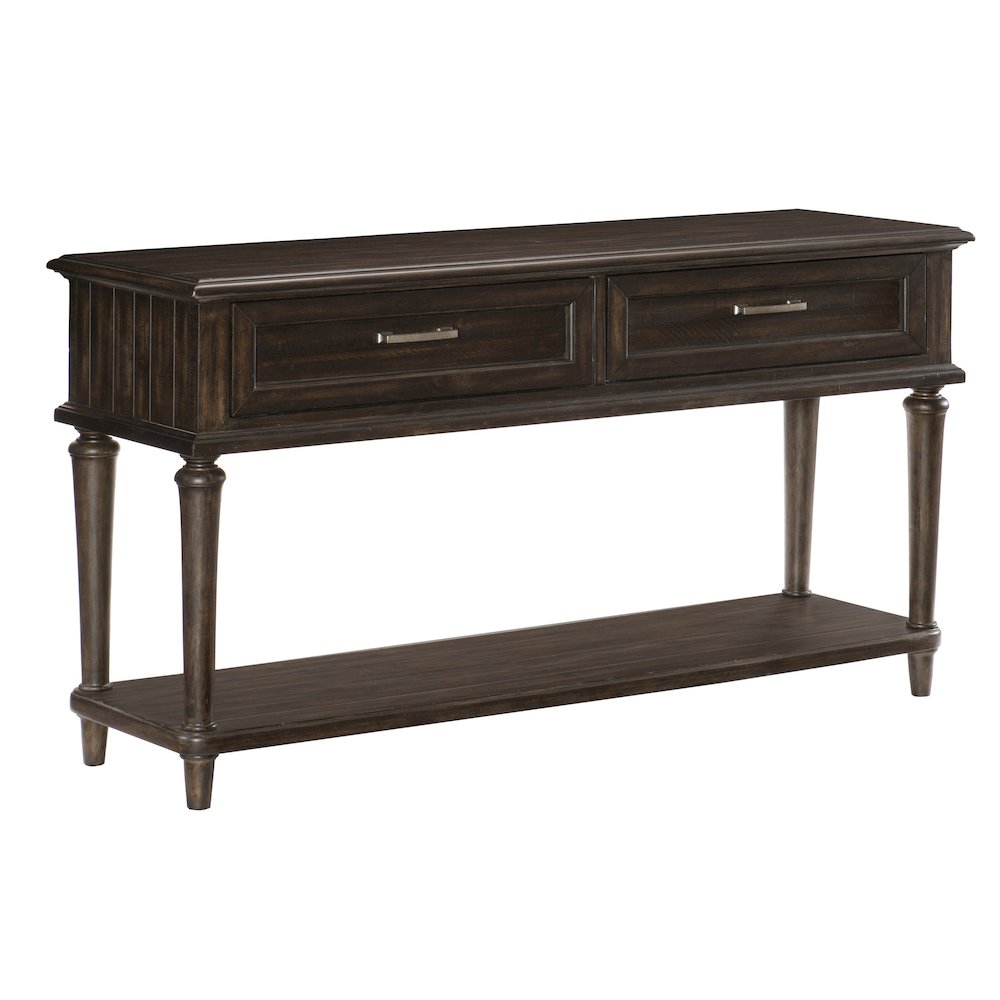 Cardano Asian Hardwood End Table with drawers  in Driftwood Charcoal. Picture 4