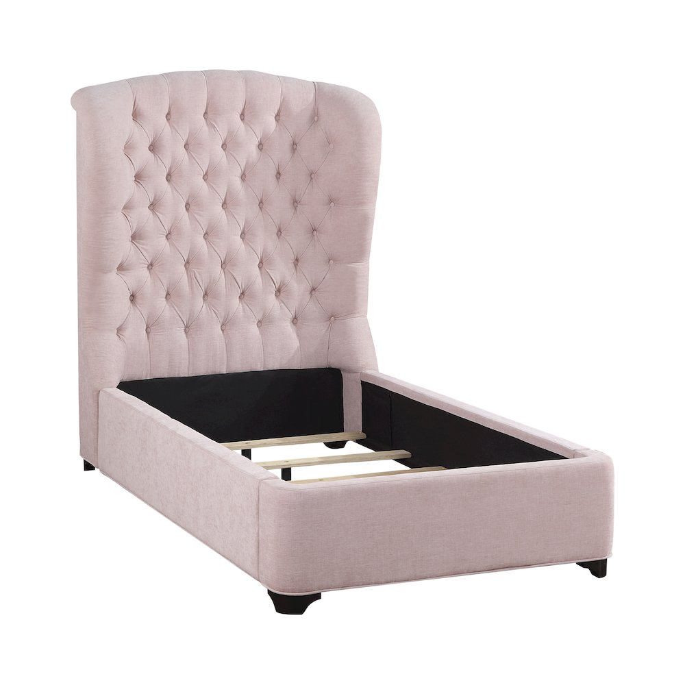 Cameo Chenille Twin Upholstery Bed in Pink. Picture 2