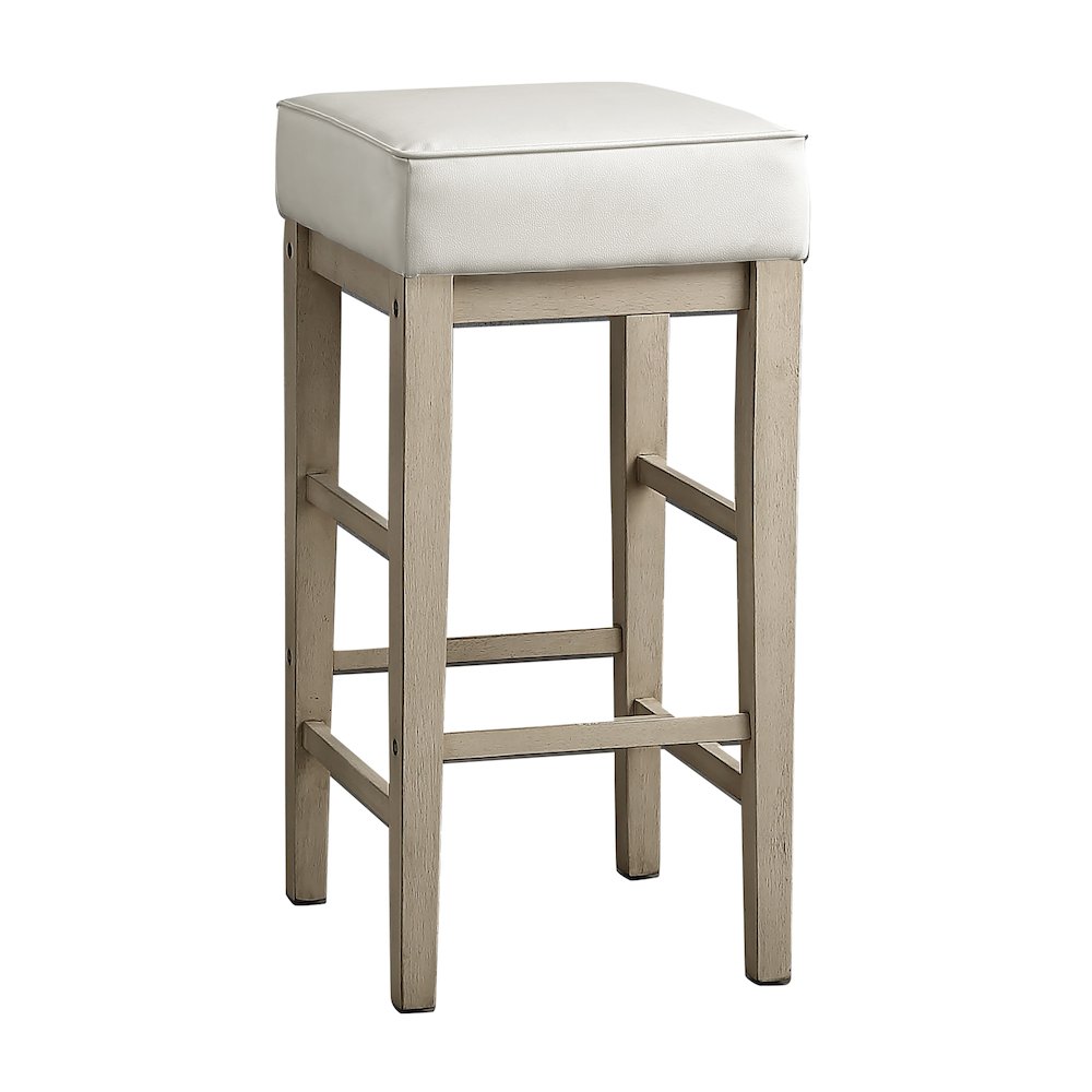Pittsville Solid Wood 29" Height Square Stool, Set of 2 in White. Picture 1