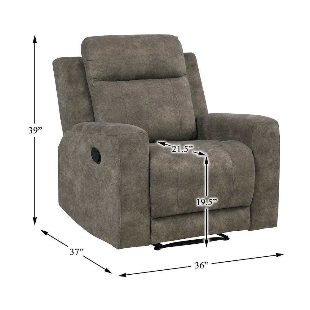 Muncie Microfiber Reclining Chair in Brown. Picture 5
