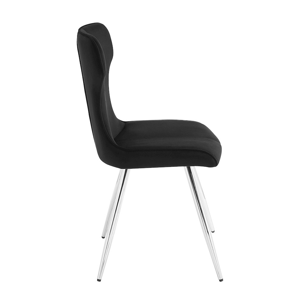 Topeka Velvet Dining Side Chair, Set of 2 in Black. Picture 6