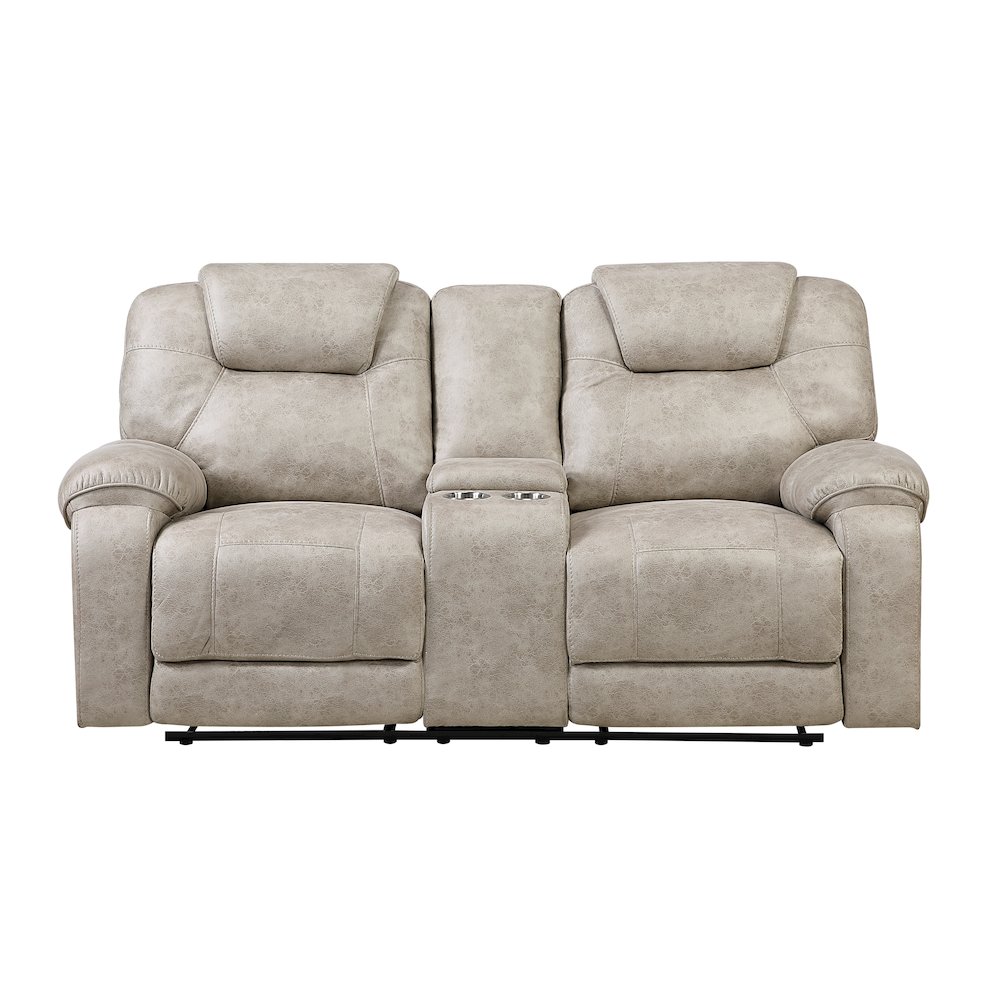 Gainesville Microfiber Dbl Rclng Love Seat with Center Console in Pewter. Picture 4