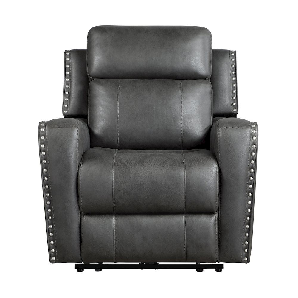 Kellen Microfiber Reclining Chair in Smoky Gray. Picture 4