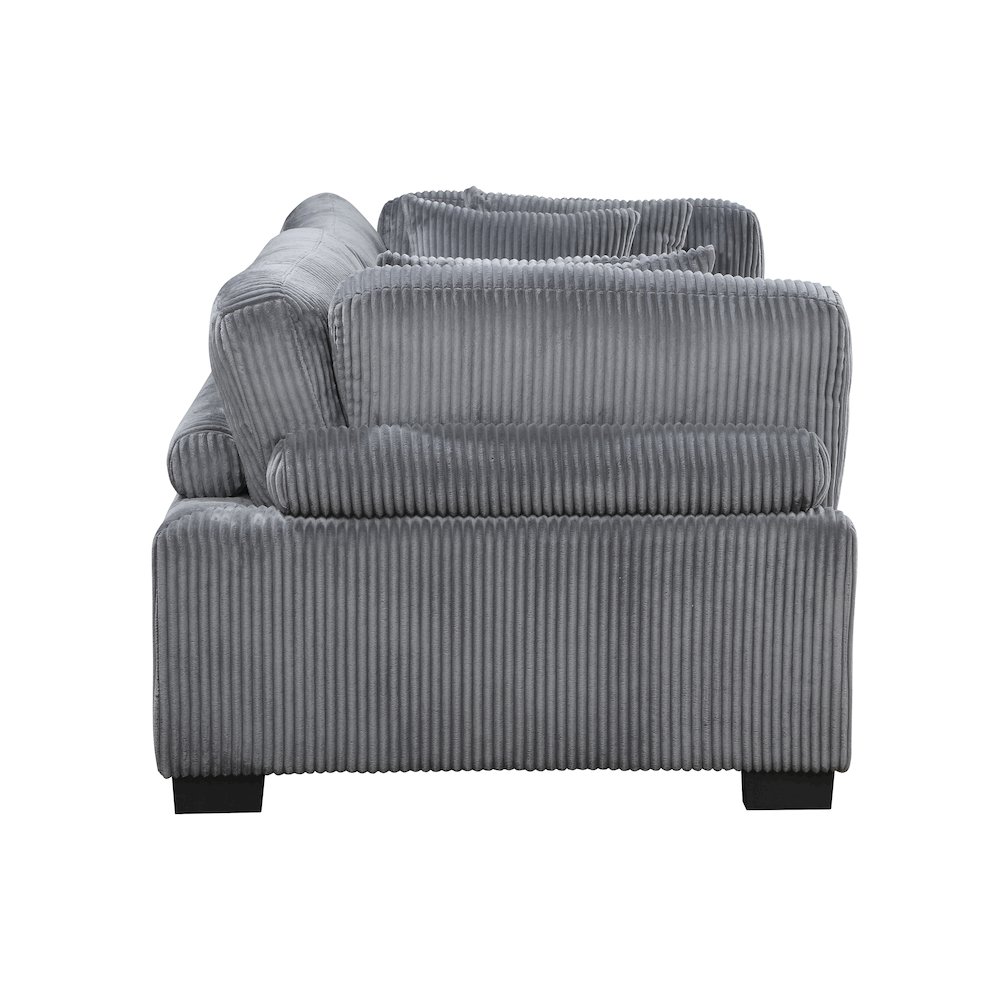 Traverse Corduroy Love Seat in Gray. Picture 5