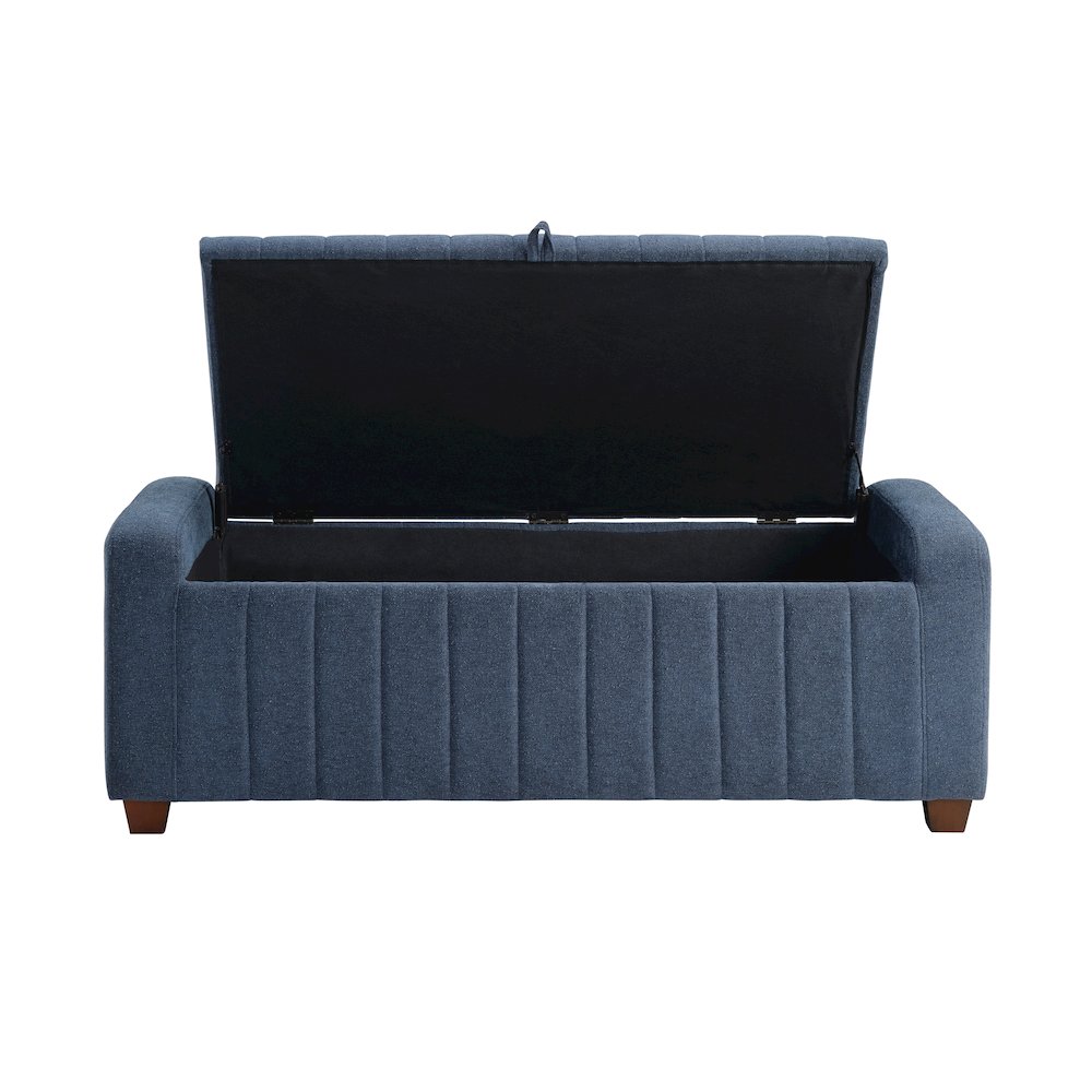 Derby Boucle Lift Top Storage Bench in Blue. Picture 6