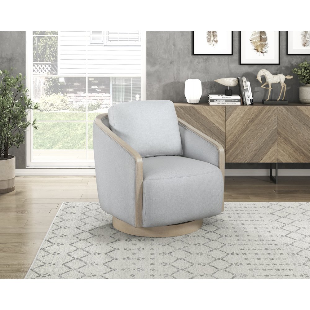 Hugo Textured Swivel Chair in Gray. Picture 2