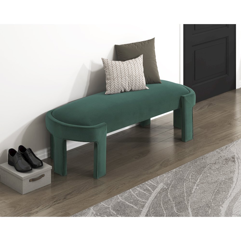 Flux Velvet Bench in Green. Picture 2