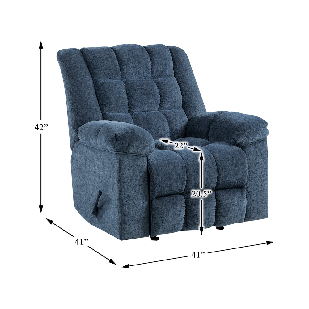 Baldwin Chenille Rocker Reclining Chair in Blue. Picture 5