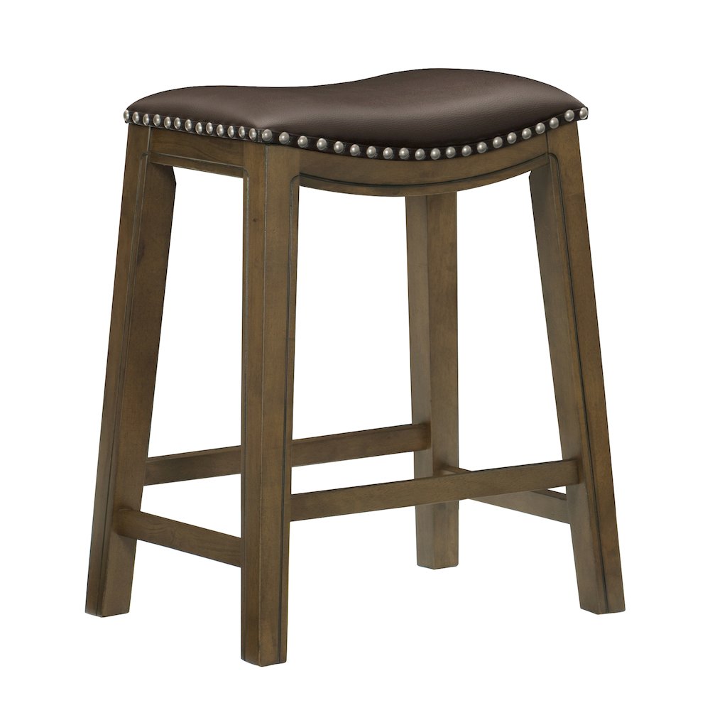 Ordway Solid Wood 24" Height Saddle Stool in Brown. Picture 1