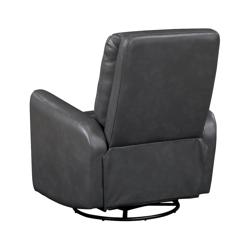Dimitri Faux Leather Swivel Glider Reclining Chair in Gray. Picture 4