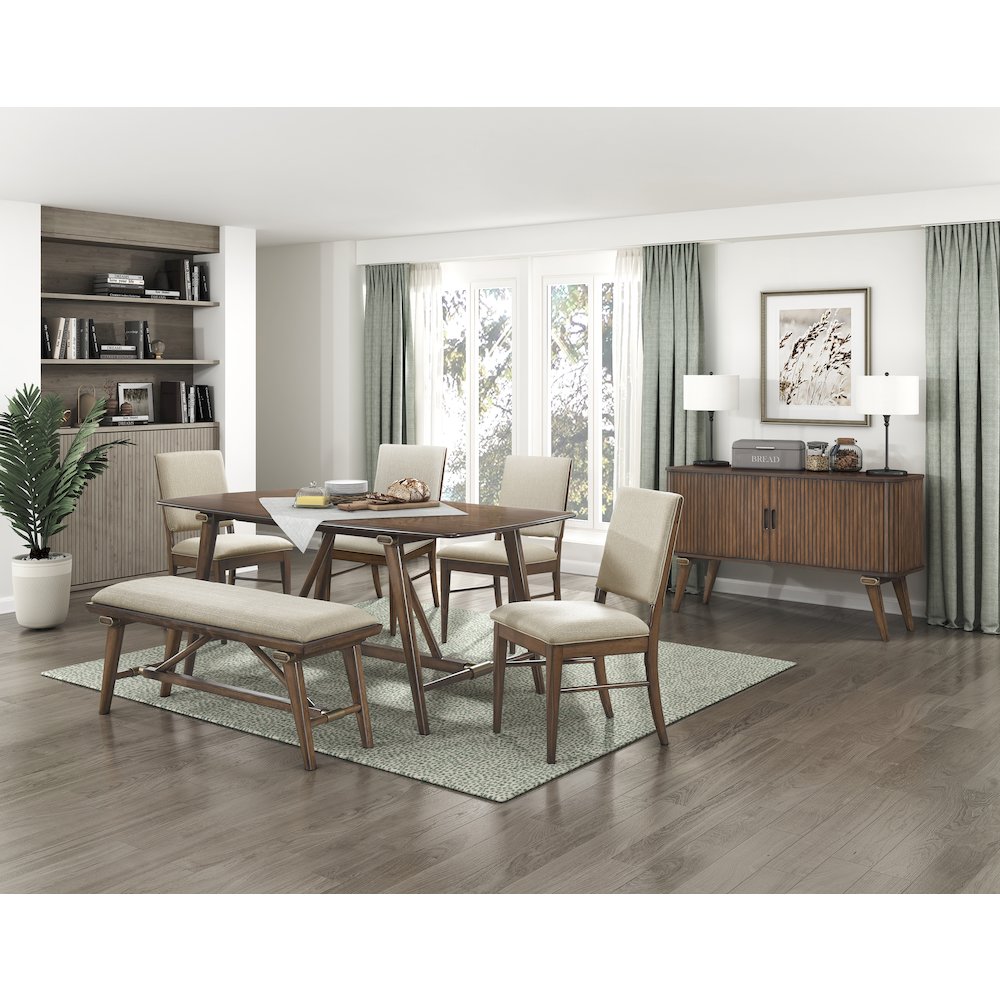 Monroe Textured Dining Bench in Cream. Picture 2