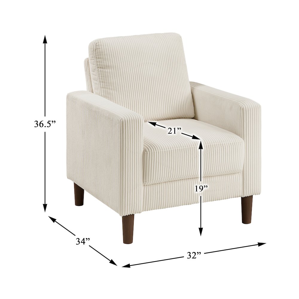 Crandall Corduroy Chair in Beige. Picture 7
