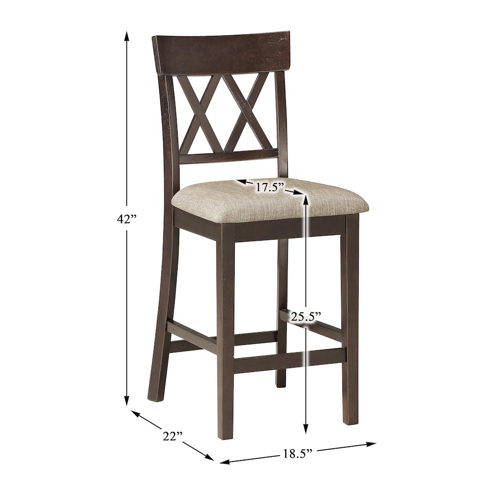 Balin Textured Counter Height Dining Chair, set of 2 in Brown. Picture 4