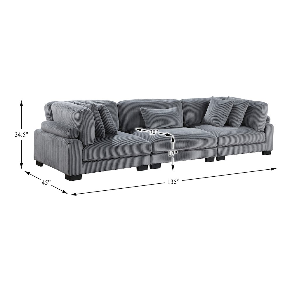 Traverse Corduroy Sofa in Gray. Picture 4