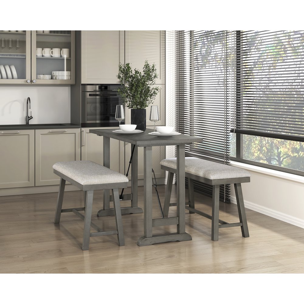 Auburndale Asian Hardwood Counter Height Dining Table in Light Gray. Picture 4
