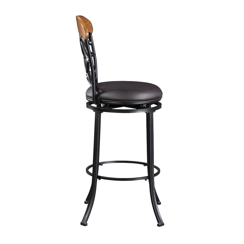 Benson Faux Leather Swivel Pub Height Chair in Brown. Picture 7