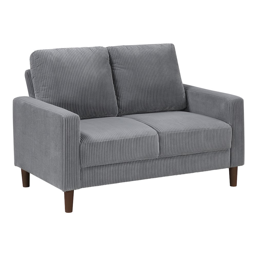 Crandall Corduroy 3pc Set: Sofa, Loveseat, Chair in Gray. Picture 1