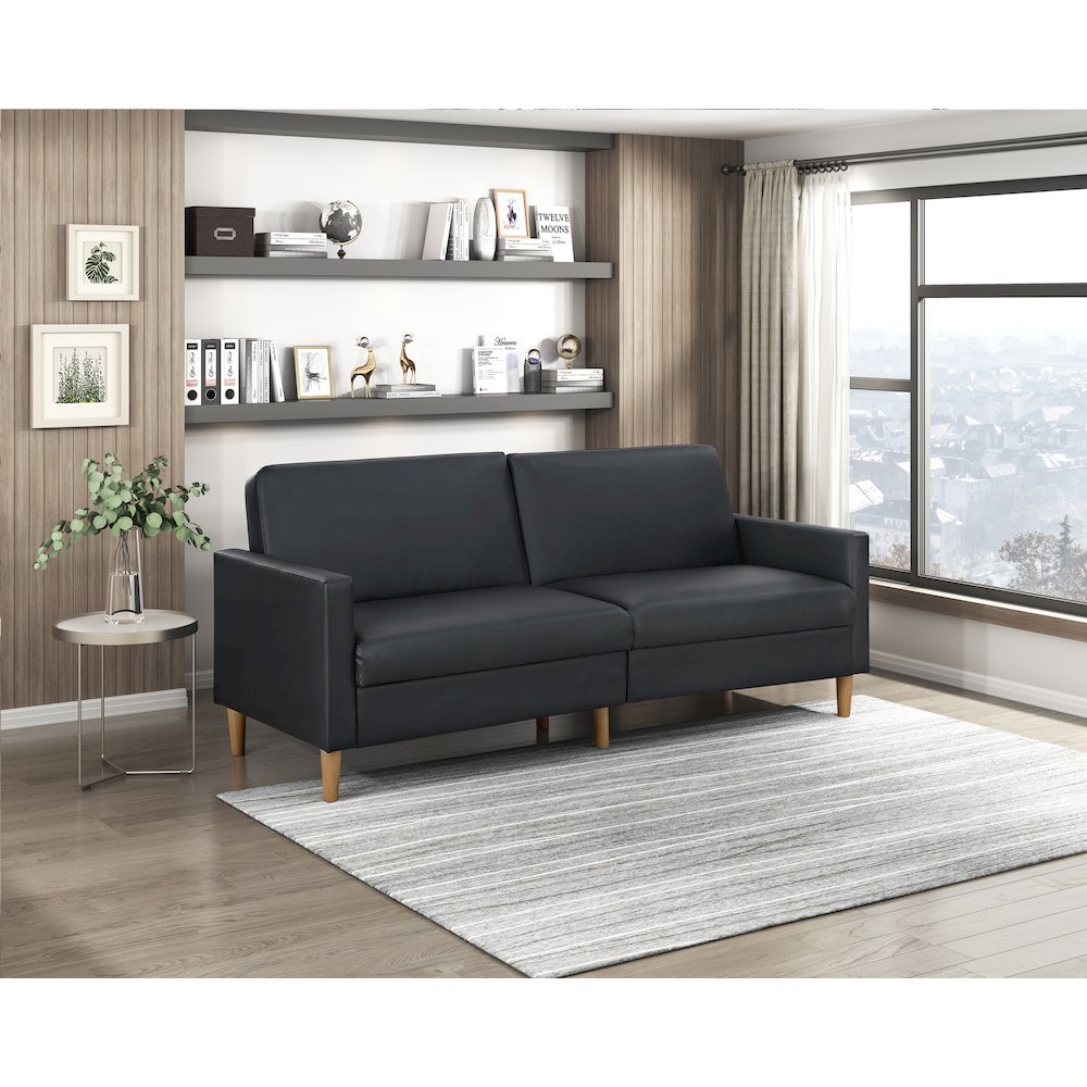 Carlton Faux Leather Elegant Lounger in Black. Picture 2