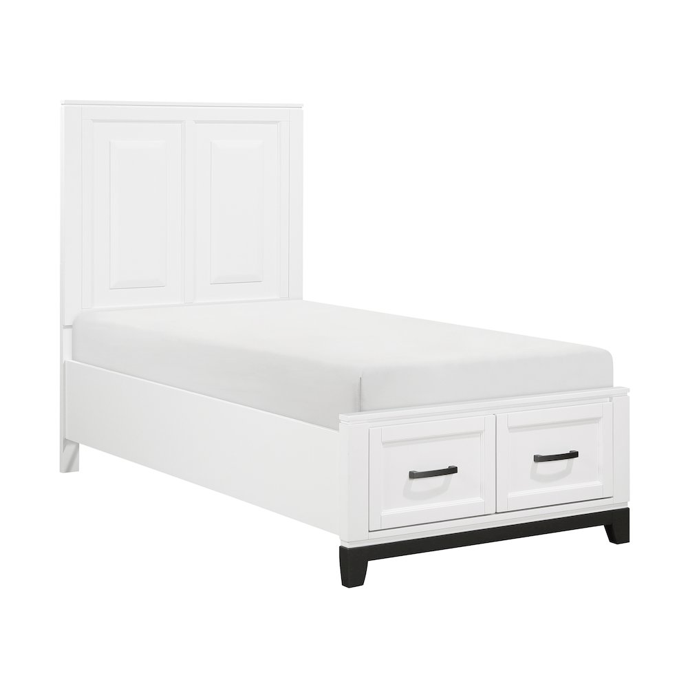 Garretson Acacia Twin Pltfm Bed in 2-Tone Finish (White n Metallic Gray). Picture 1
