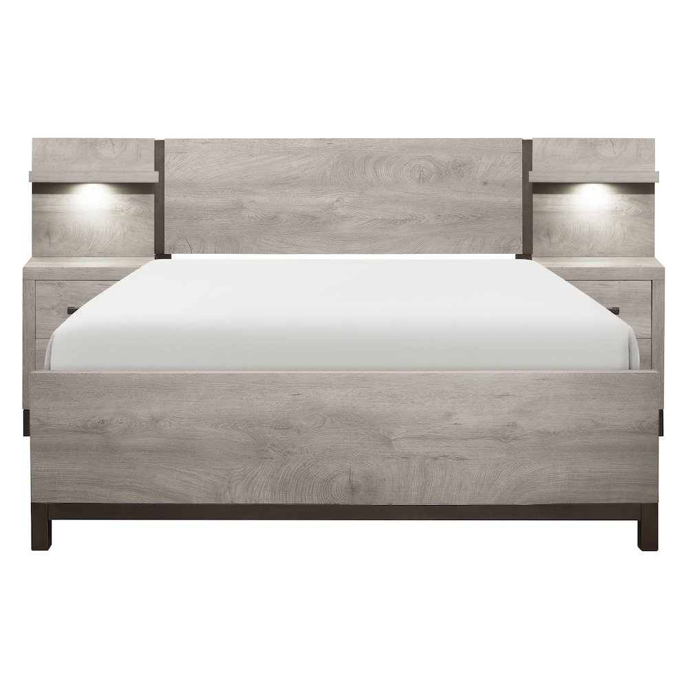 Zephyr Rubberwood Queen Bed in Light Gray. Picture 3