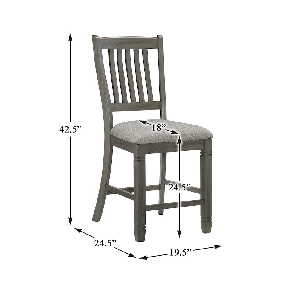 Granby Pine 5-Piece Counter Height Dining Set in Coffee and Antique Gray. Picture 4