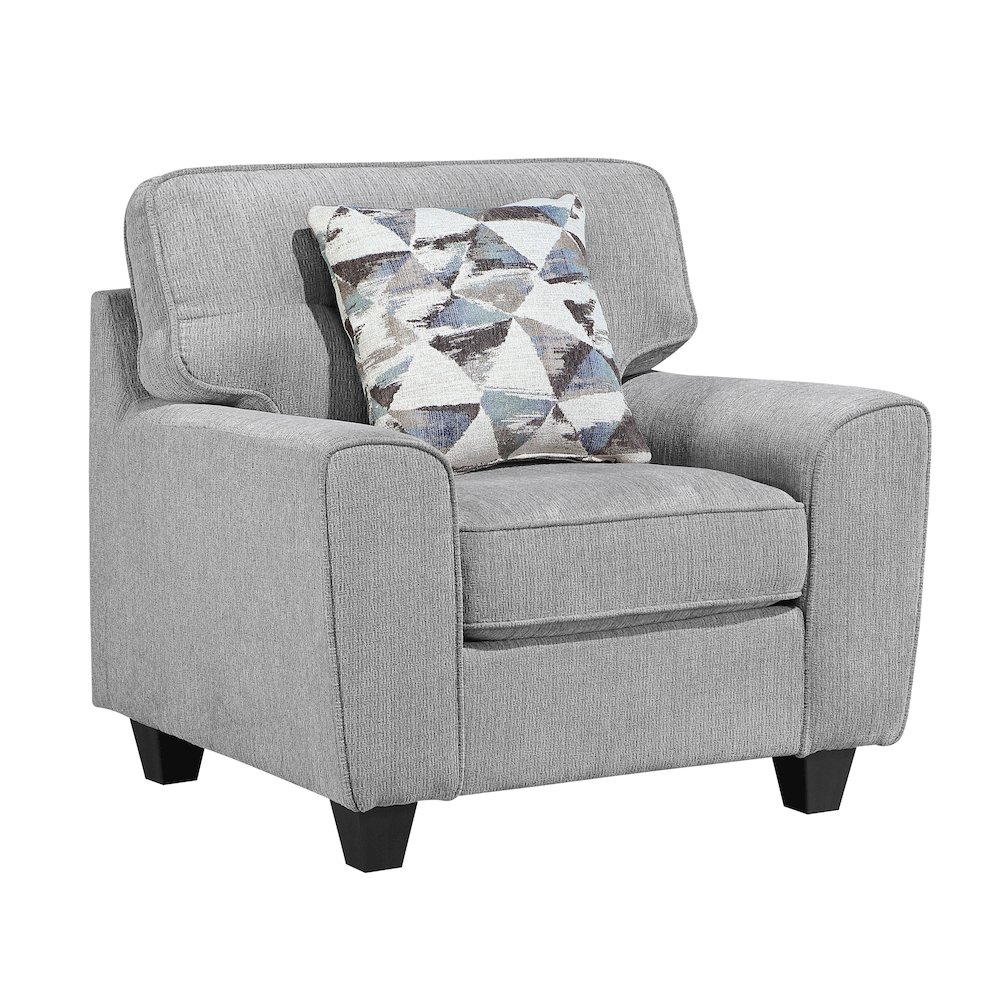 Bennett Chenille 3pc Set: Sofa, Love, Chair in Gray. Picture 1