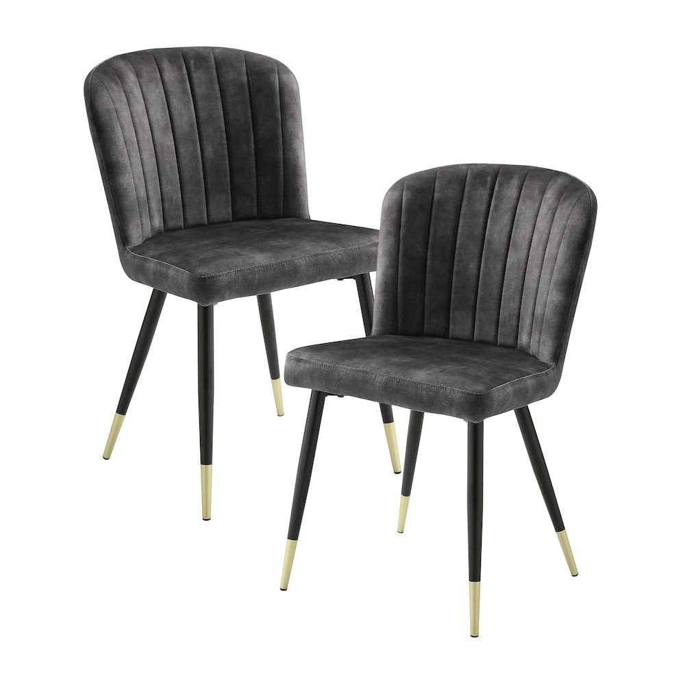 Clemente Velvet Dining Room Side Chair, set of 2 in Charcoal. Picture 1