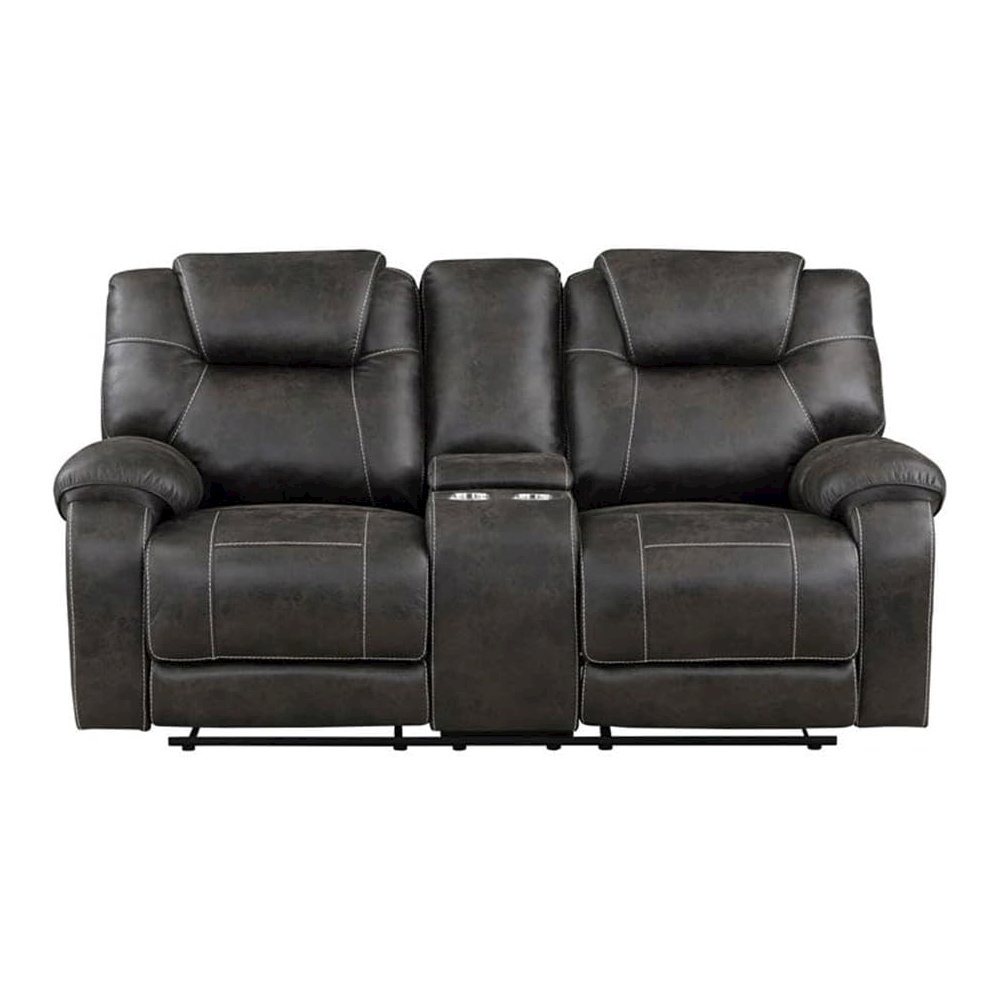 Brown Reclining Loveseat with Manual Recliner Chairs and Double Recliner. Picture 5