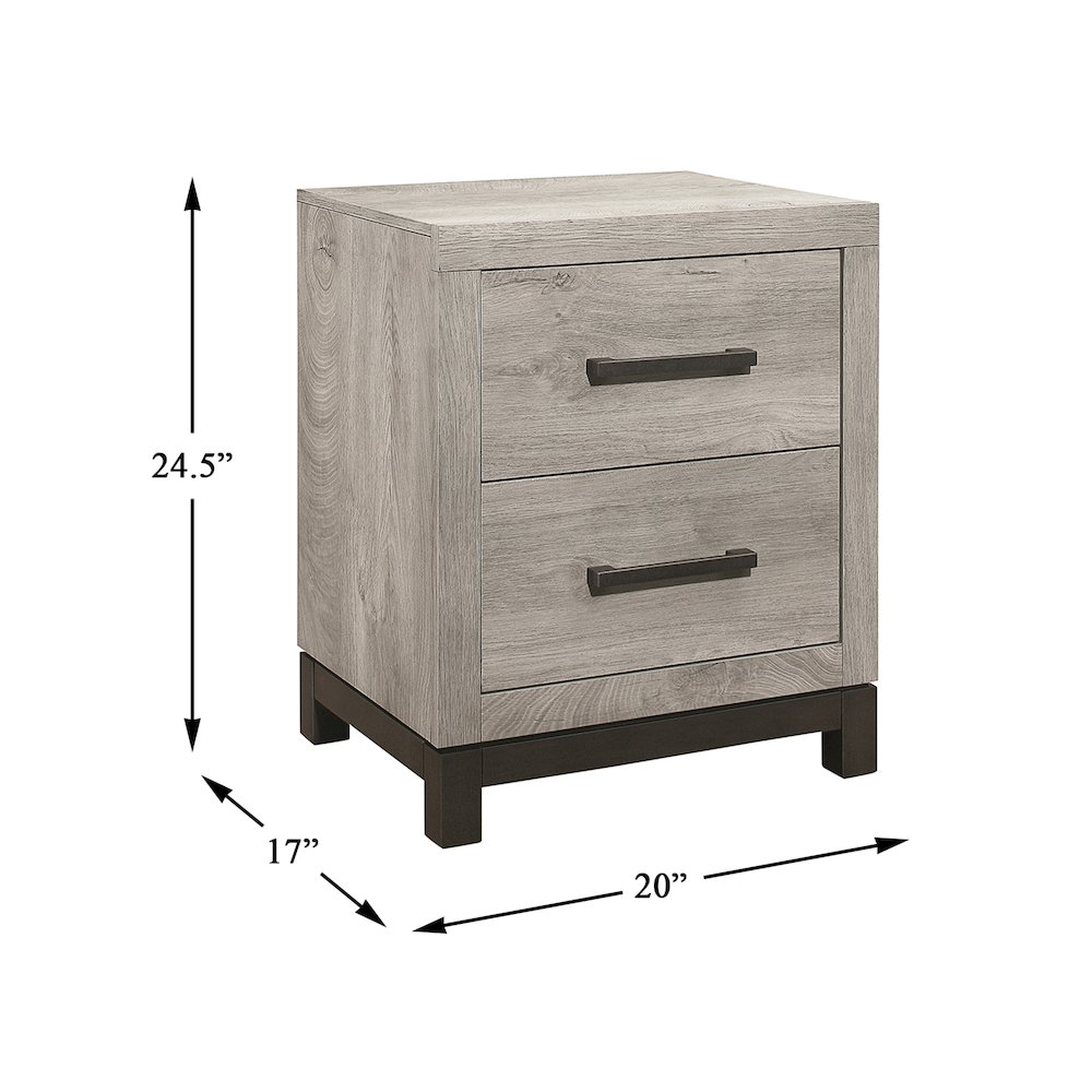 Zephyr Rubberwood Nightstand in Light Gray. Picture 3