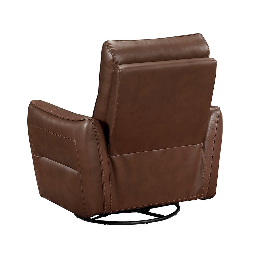 Thomas Leather Swivel Glider Reclining Chair in Toffee Brown. Picture 4