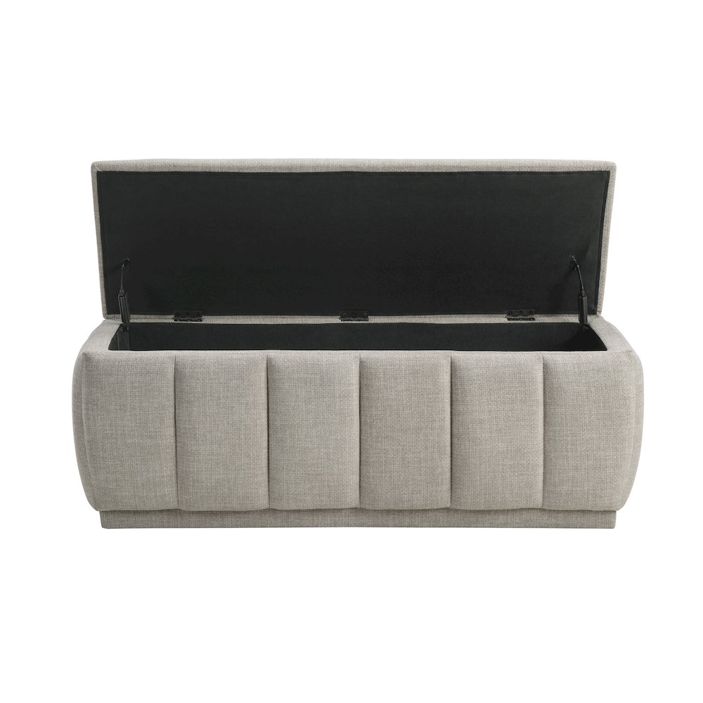 Maize Textured Lift Top Storage Bench in Taupe. Picture 6