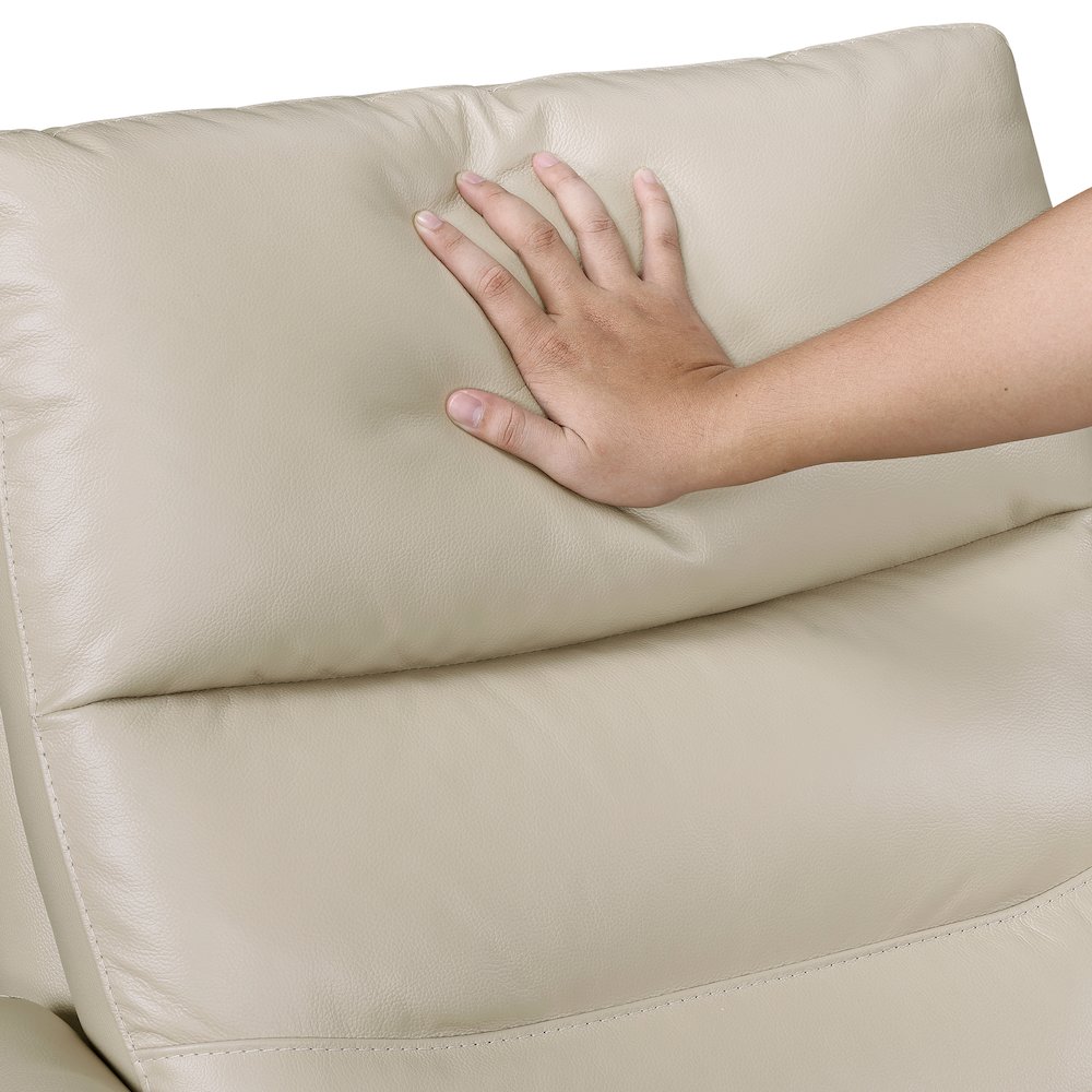Cassian Leather Swivel Glider Reclining Chair in Taupe. Picture 8