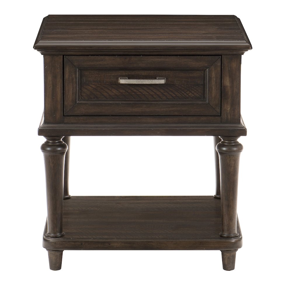 Cardano Asian Hardwood End Table with drawers  in Driftwood Charcoal. Picture 2