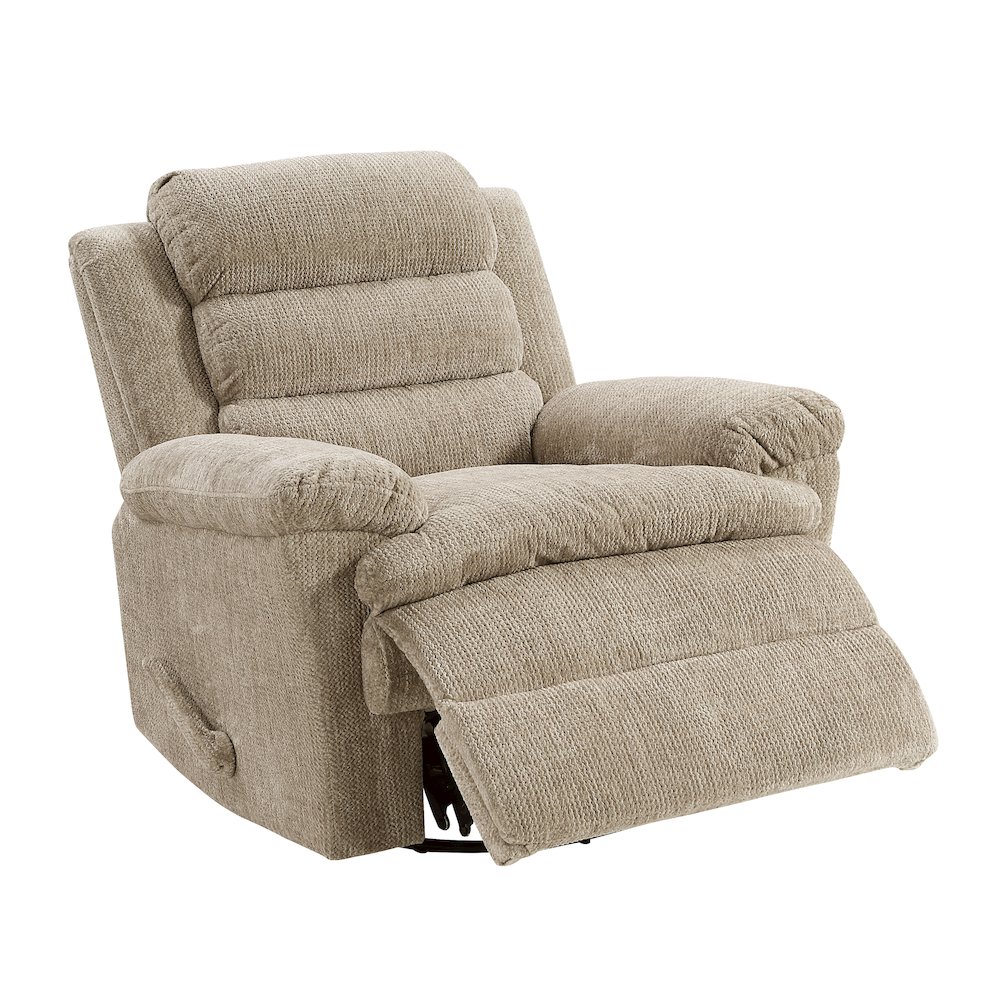 Oxford Microfiber Swivel Glider Reclining Chair in Brown. Picture 7