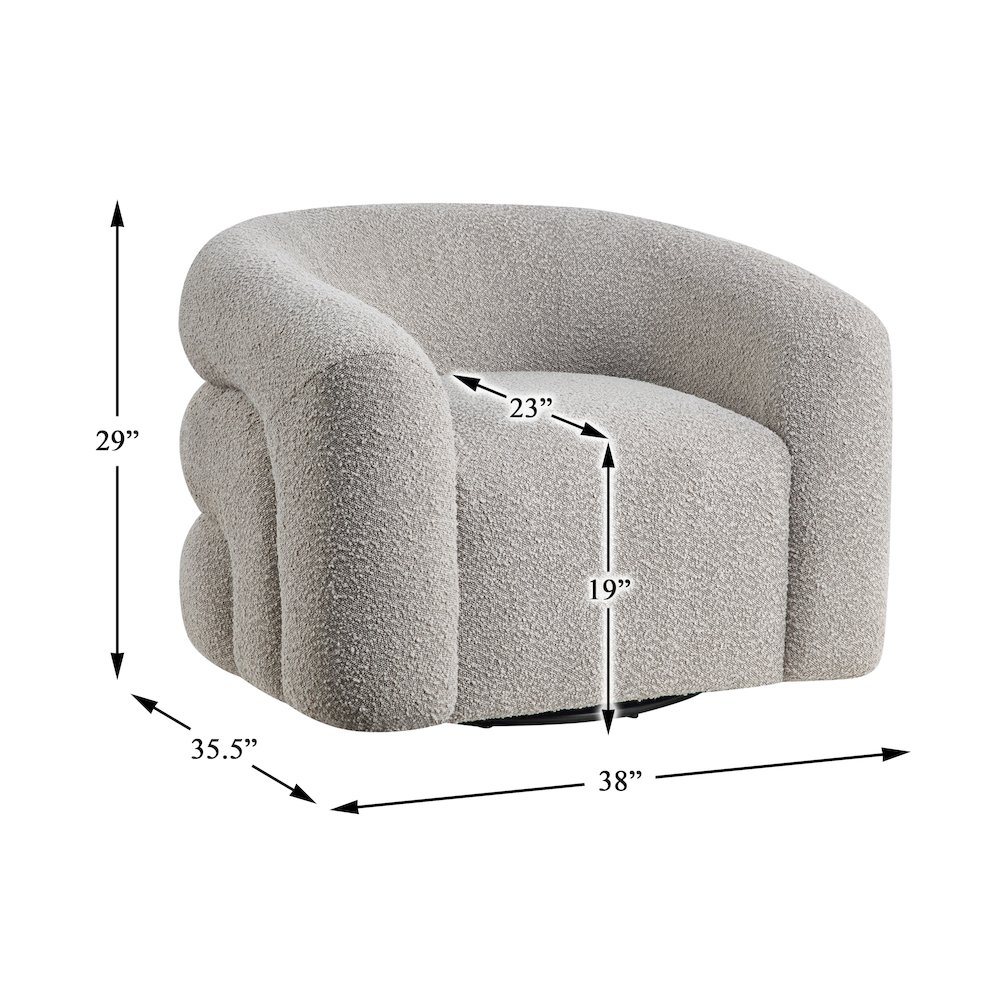 Caldera Boucle Swivel Chair in Gray. Picture 5