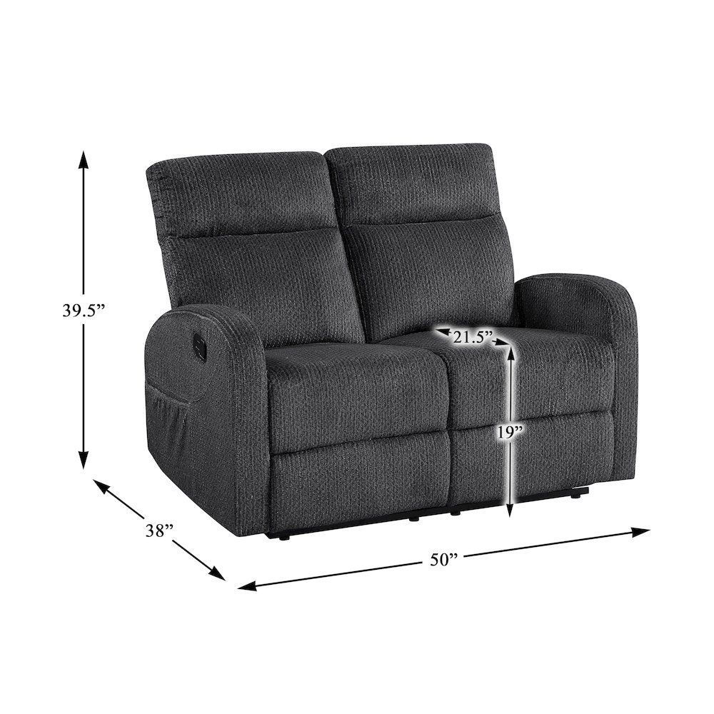 Allen Microfiber 2pc Set: Sofa, Love in Dark Gray. Picture 5