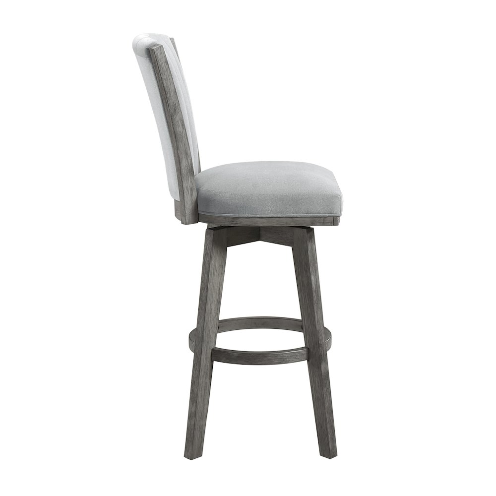 Corvallis Velvet Pub Height Swivel Stool, set of 2 in Gray. Picture 5