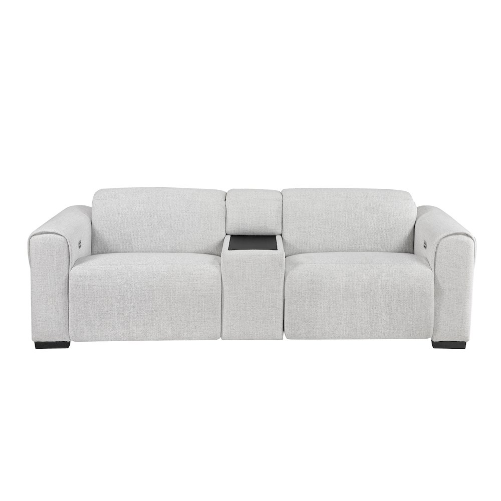McPherson Chenille Power Double Reclining Love Seat in Cloud. Picture 4