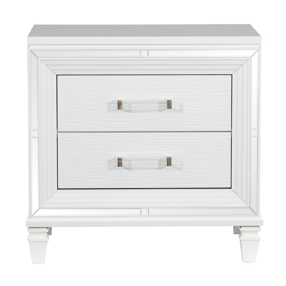 Tamsin Asian Hardwood Nightstand in White Metallic. Picture 3