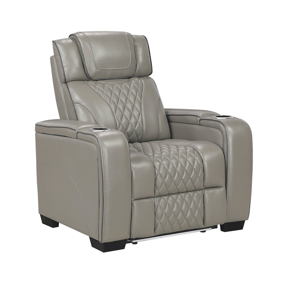 Apex Leather 3pc Set: Sofa, Love, Chair in Gray. Picture 1