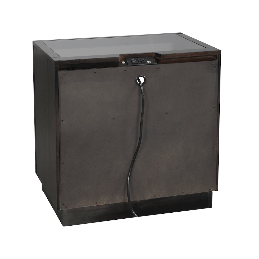 Larchmont Asian Hardwood Nightstand in Charcoal. Picture 3
