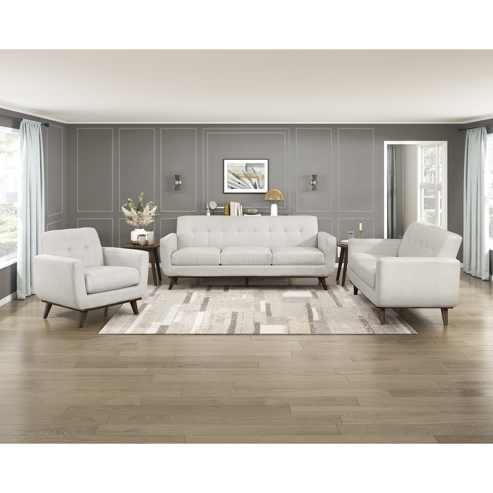 Martina Textured 3pc Set: Sofa, Love, Chair in Beige. Picture 5