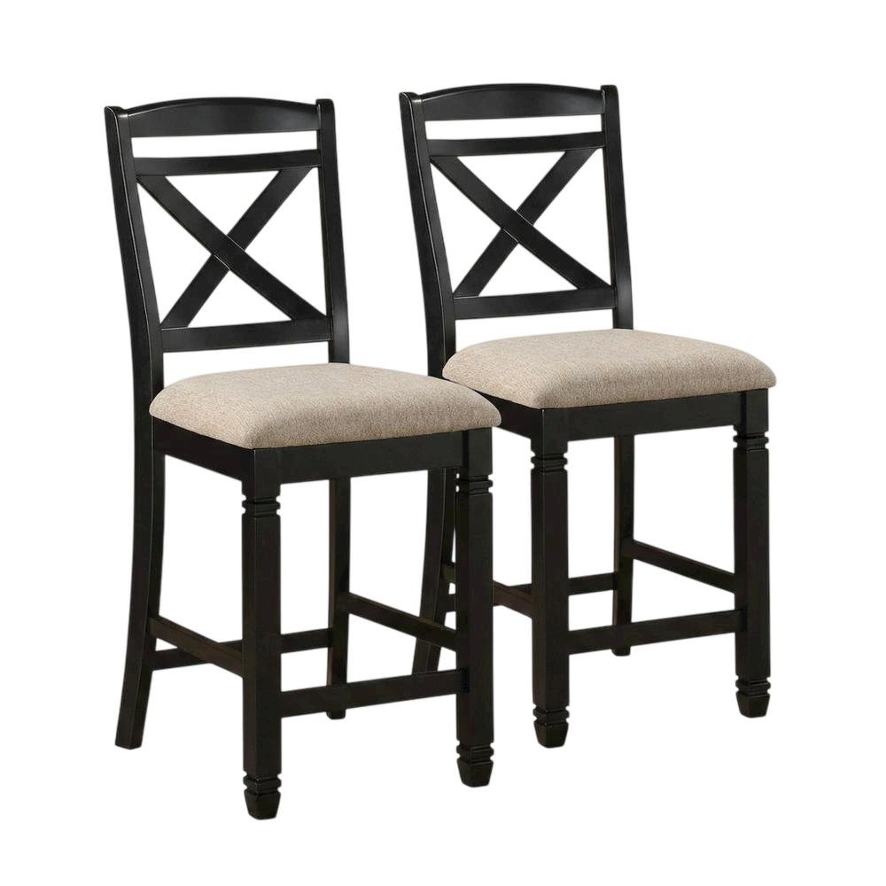 Baywater Wood Counter Height Dining Chairs with Back, Beige, Set of 2. Picture 1