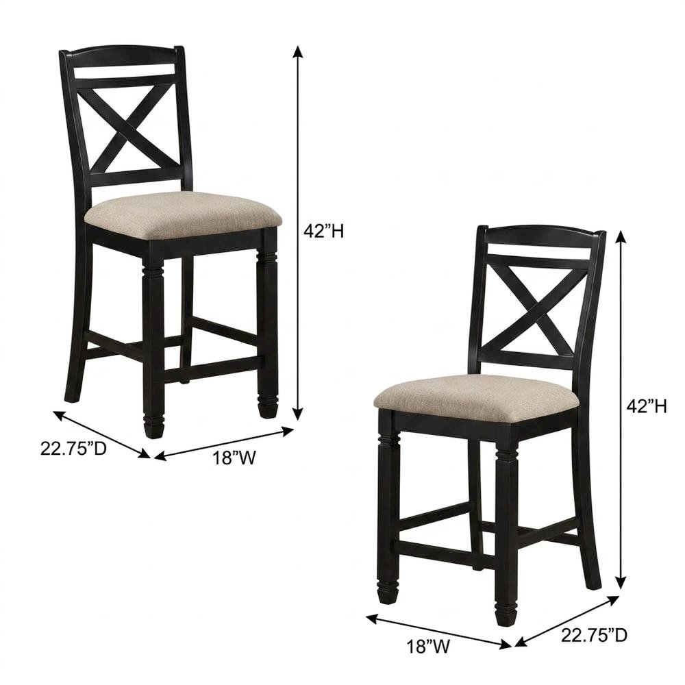 Baywater Wood Counter Height Dining Chairs with Back, Beige, Set of 2. Picture 5