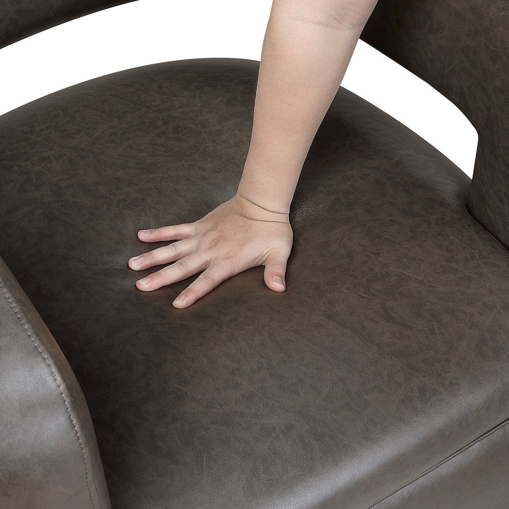 Sawyer Faux Leather Swivel Chair in Dark Coffee. Picture 9