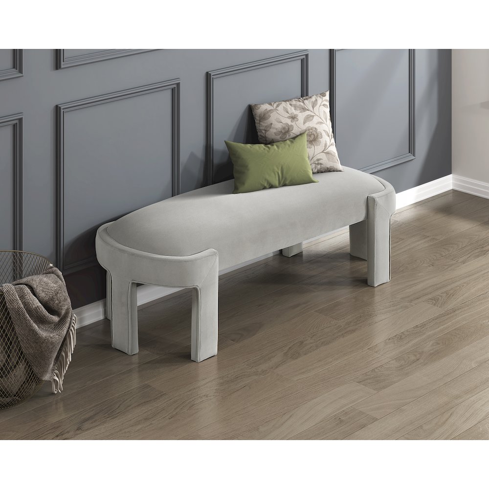 Flux Velvet Bench in Taupe. Picture 2