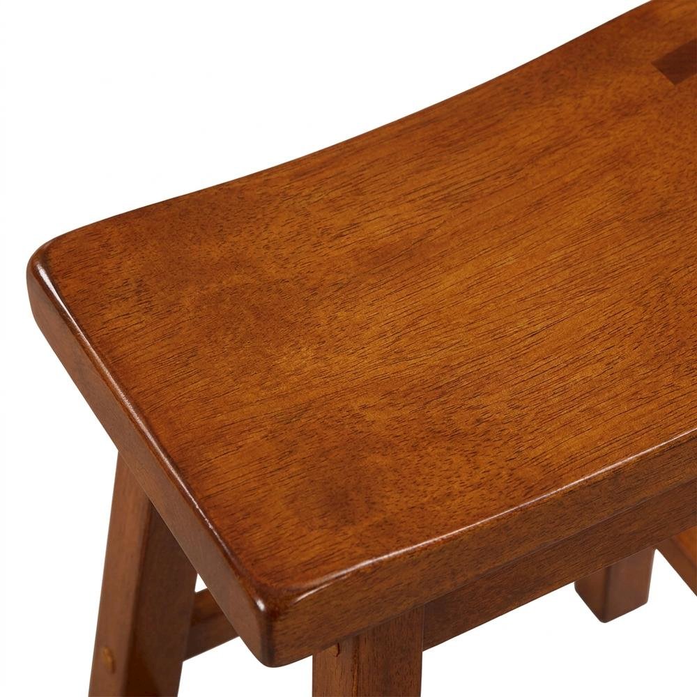 Saddleback Solid Wood Counter Stool with Saddle Seat, Oak, Set of 2. Picture 6